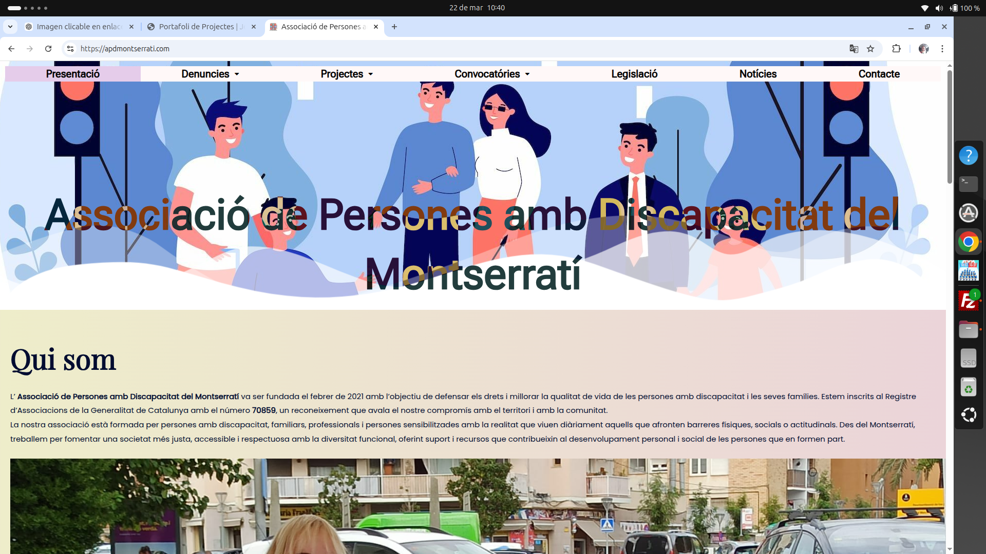 Portada del web Associació de Persones amb Discapacitat del Montserratí