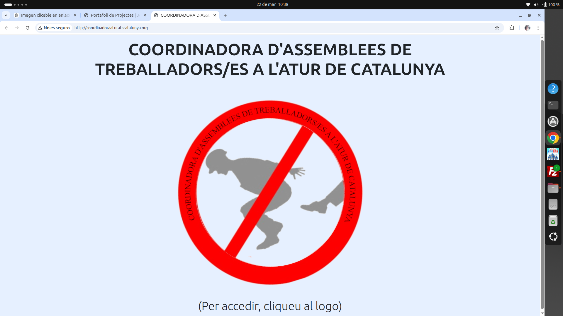 Portada del web Coordinadora d’Aturats de Catalunya