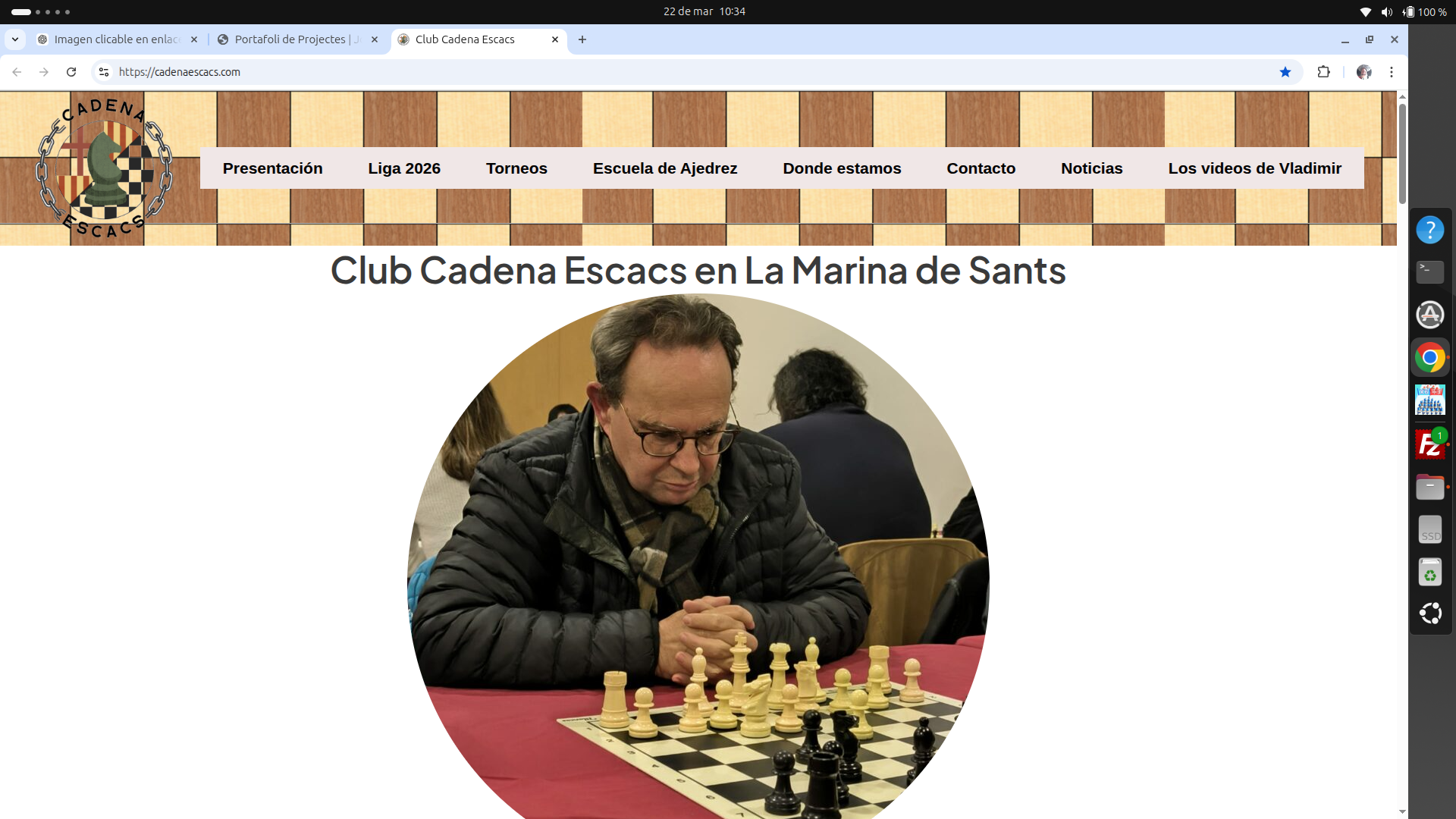 Portada del web Club Cadena Escacs